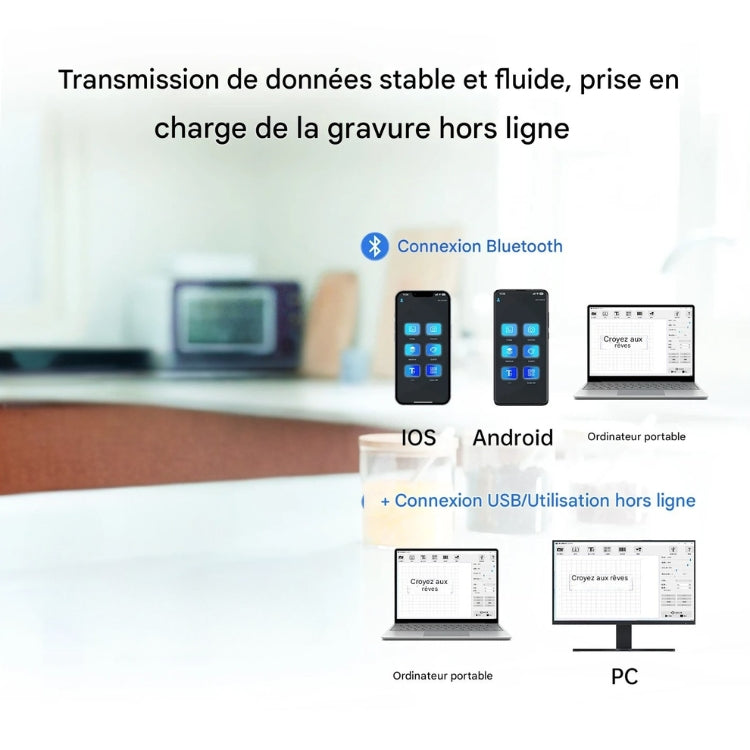 Graveur Laser bois - DAJA DJ6, Portable Bluetooth 3W pour Bois, Cuir, Papier, Plastique et Métal Peint