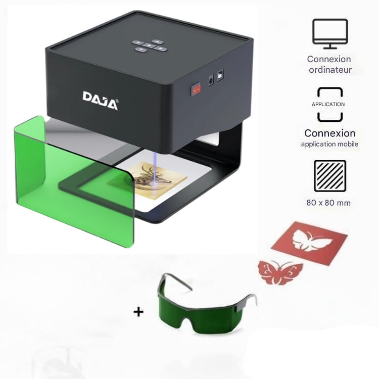 Graveur Laser bois - DAJA DJ6, Portable Bluetooth 3W pour Bois, Cuir, Papier, Plastique et Métal Peint