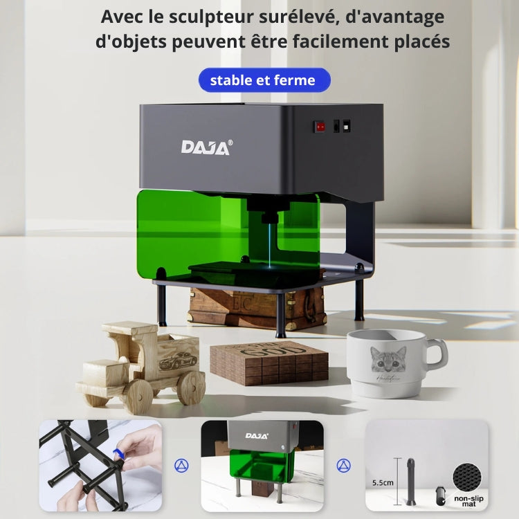 Graveur Laser bois - DAJA DJ6, Portable Bluetooth 3W pour Bois, Cuir, Papier, Plastique et Métal Peint