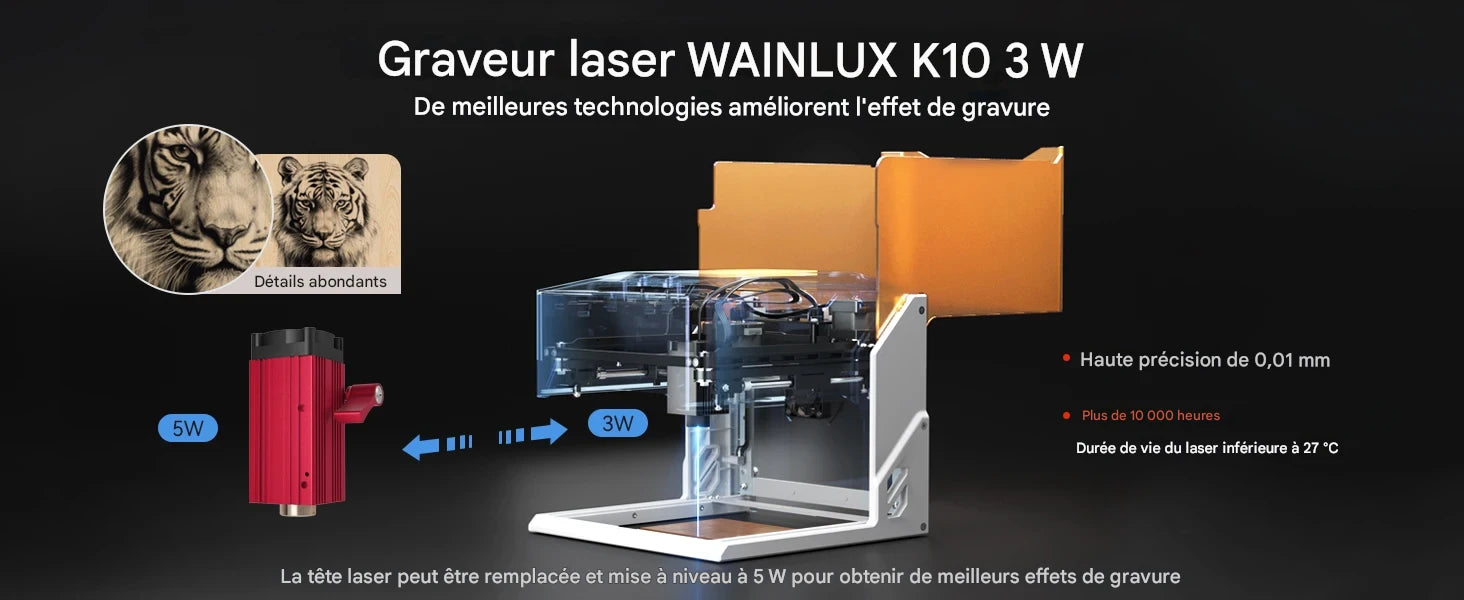 Graveur metal laser Wainlux-K10, Bluetooth, 3000mW