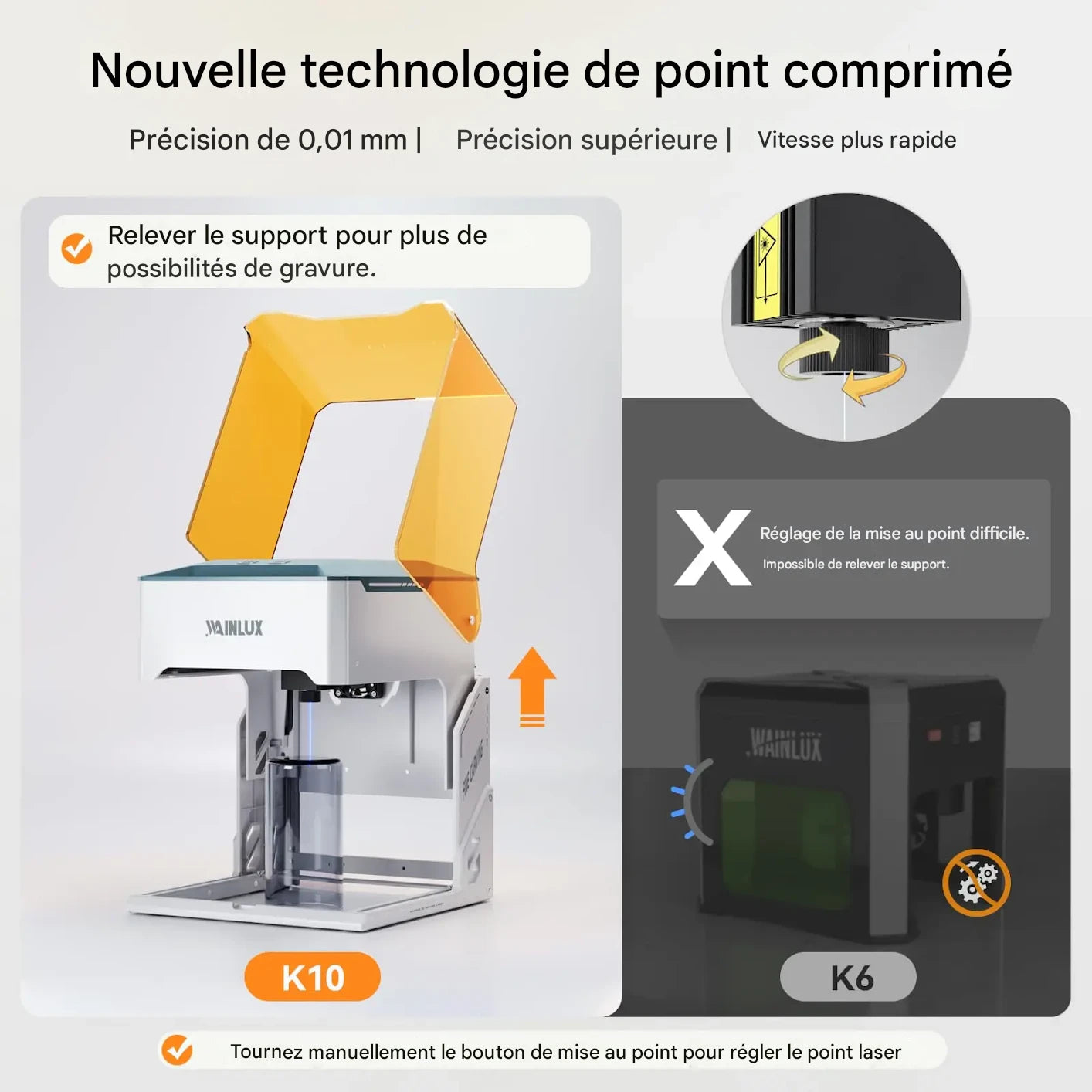 Graveur metal laser Wainlux-K10, Bluetooth, 3000mW