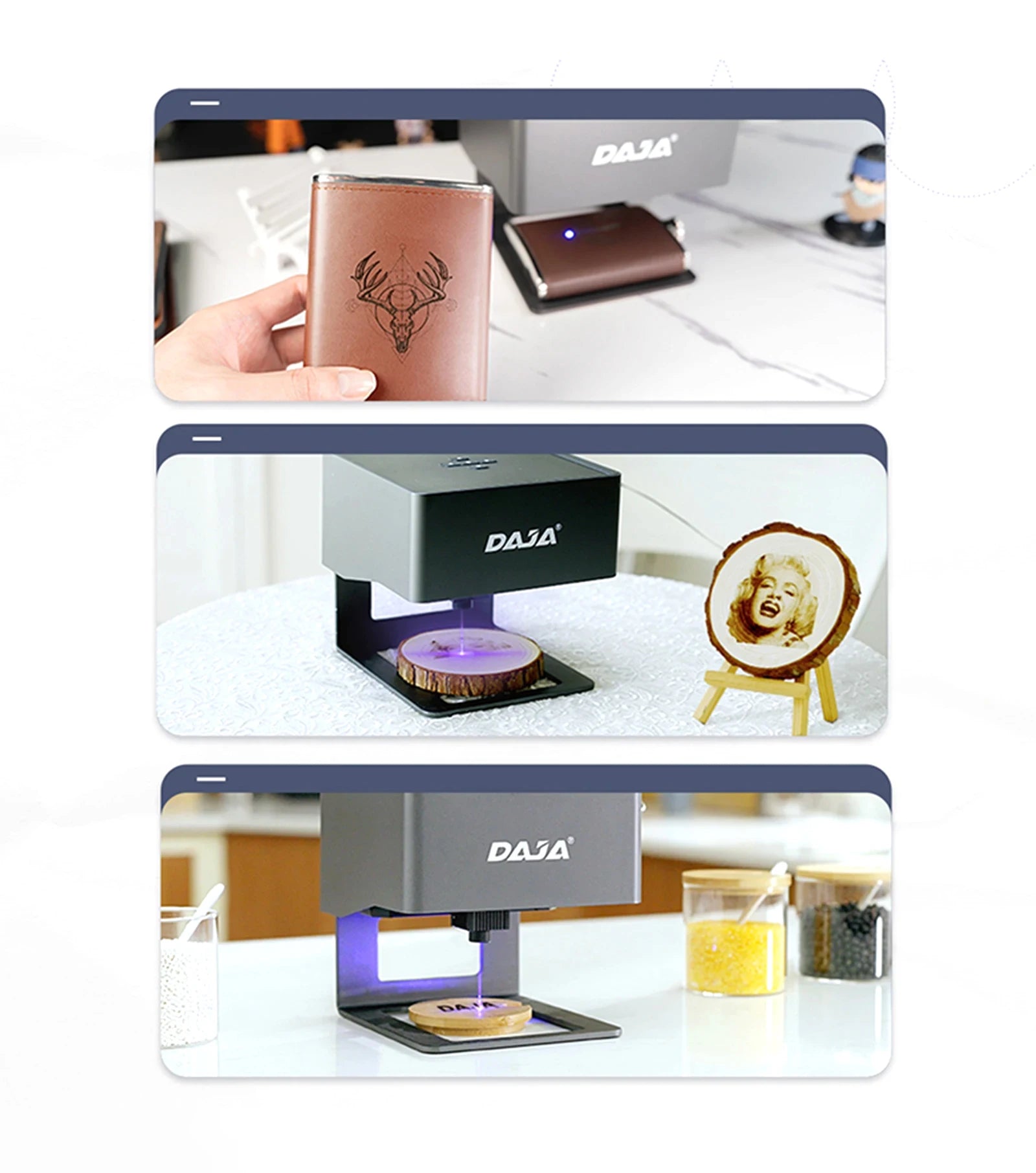 Graveur Laser bois - DAJA DJ6, Portable Bluetooth 3W pour Bois, Cuir, Papier, Plastique et Métal Peint