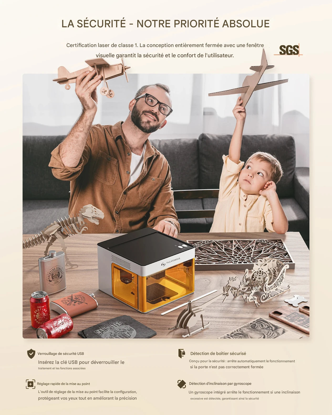Graveur laser -Atomstack P1 Mini Portable 5W Bluetooth pour Bricolage et Personnalisation