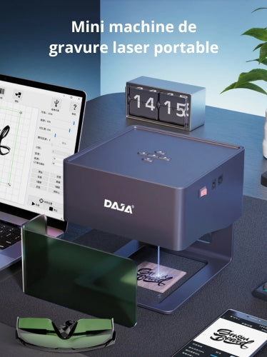 Graveur Laser bois - DAJA DJ6, Portable Bluetooth 3W pour Bois, Cuir, Papier, Plastique et Métal Peint
