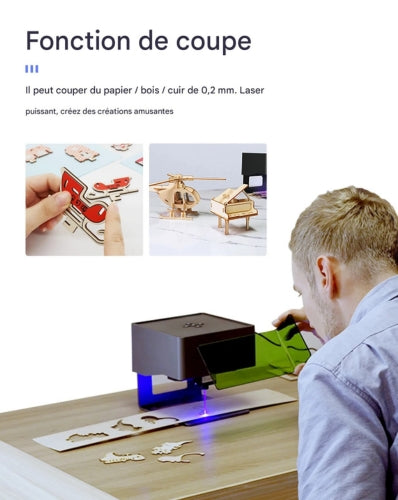 Graveur Laser bois - DAJA DJ6, Portable Bluetooth 3W pour Bois, Cuir, Papier, Plastique et Métal Peint