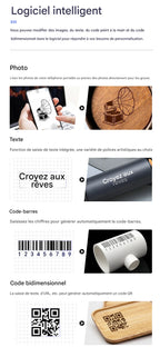 Graveur Laser bois - DAJA DJ6, Portable Bluetooth 3W pour Bois, Cuir, Papier, Plastique et Métal Peint